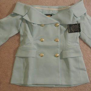 Boston Proper Off the Shoulder Turquoise jacket -